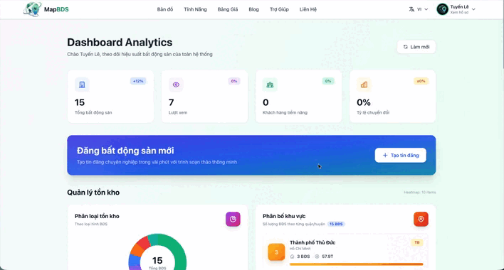 MapBDS Dashboard - Quản lý bất động sản chuyên nghiệp